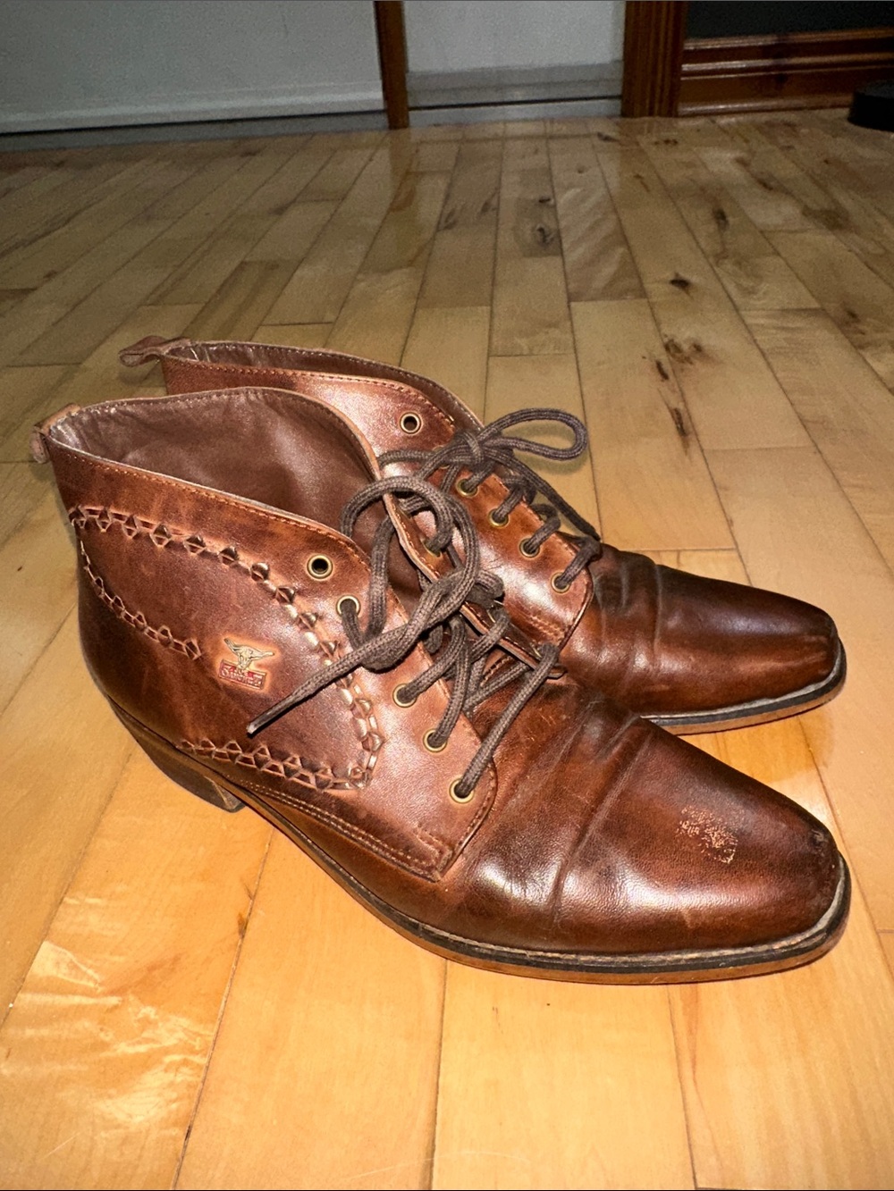Vintage Joe Sanchez Brown Leather Lace-Up Ankle Boots